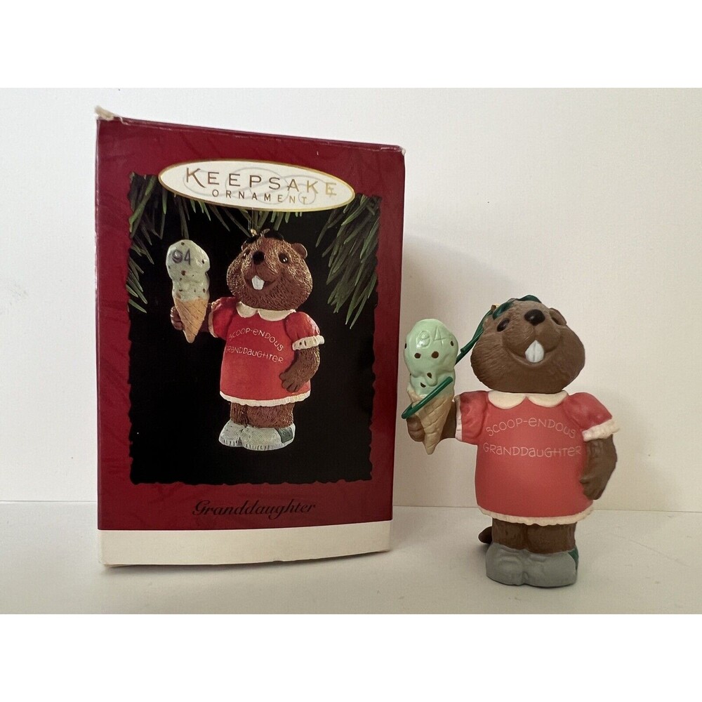 Hallmark Keepsake Ornament 1994 Christmas Granddaughter Beaver Ice Cream Scoop